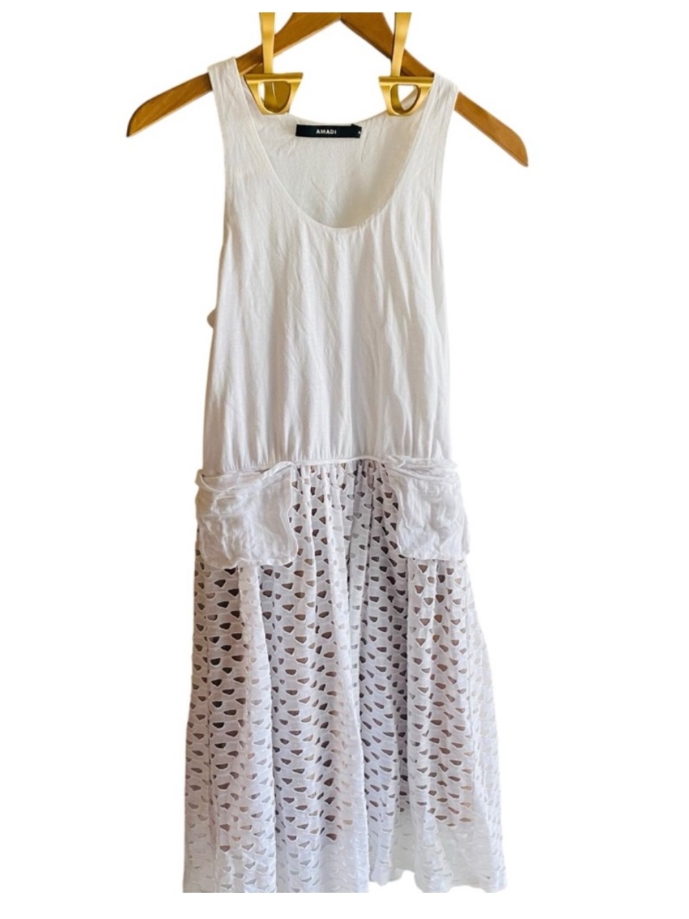 ANTHROPOLOGIE AMADI White Sleeveless Eyelet Skirt Dress